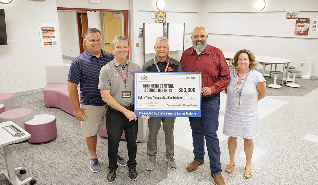 Senator Malone Announces $83,600 Grant for Flexible Student Workspaces at Manheim Central Middle School